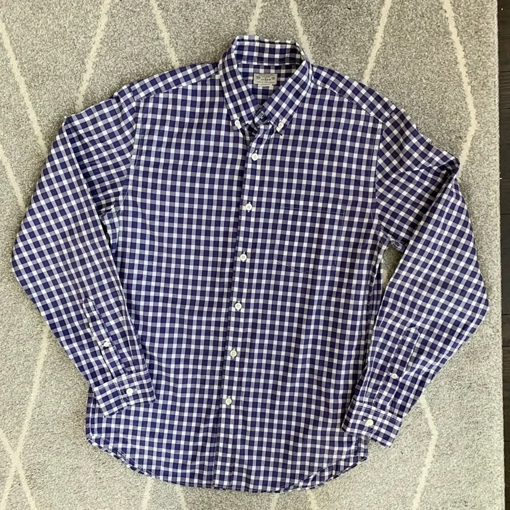 J. Crew Light Weight Blue and Red Plaid Cotton Button Down Shirt